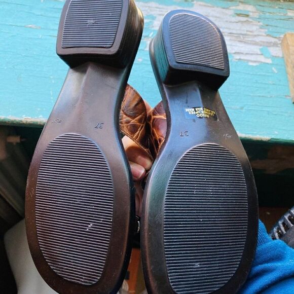 Matisse Leather Upper Animal Print Embellished Slip On Sandal Brown Size 6 - Picture 7 of 7